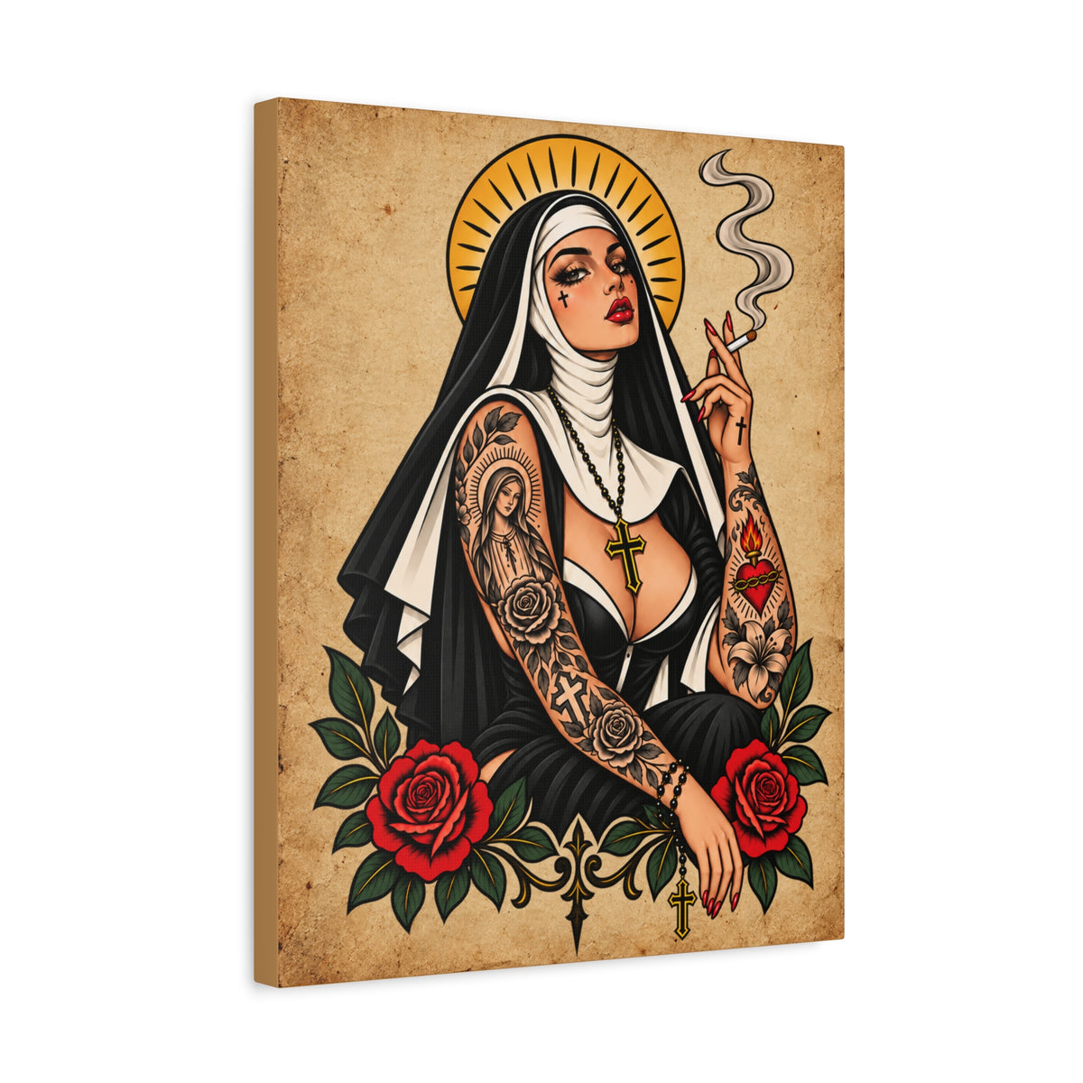 Rebel Nun Tattoo Flash Wall Art