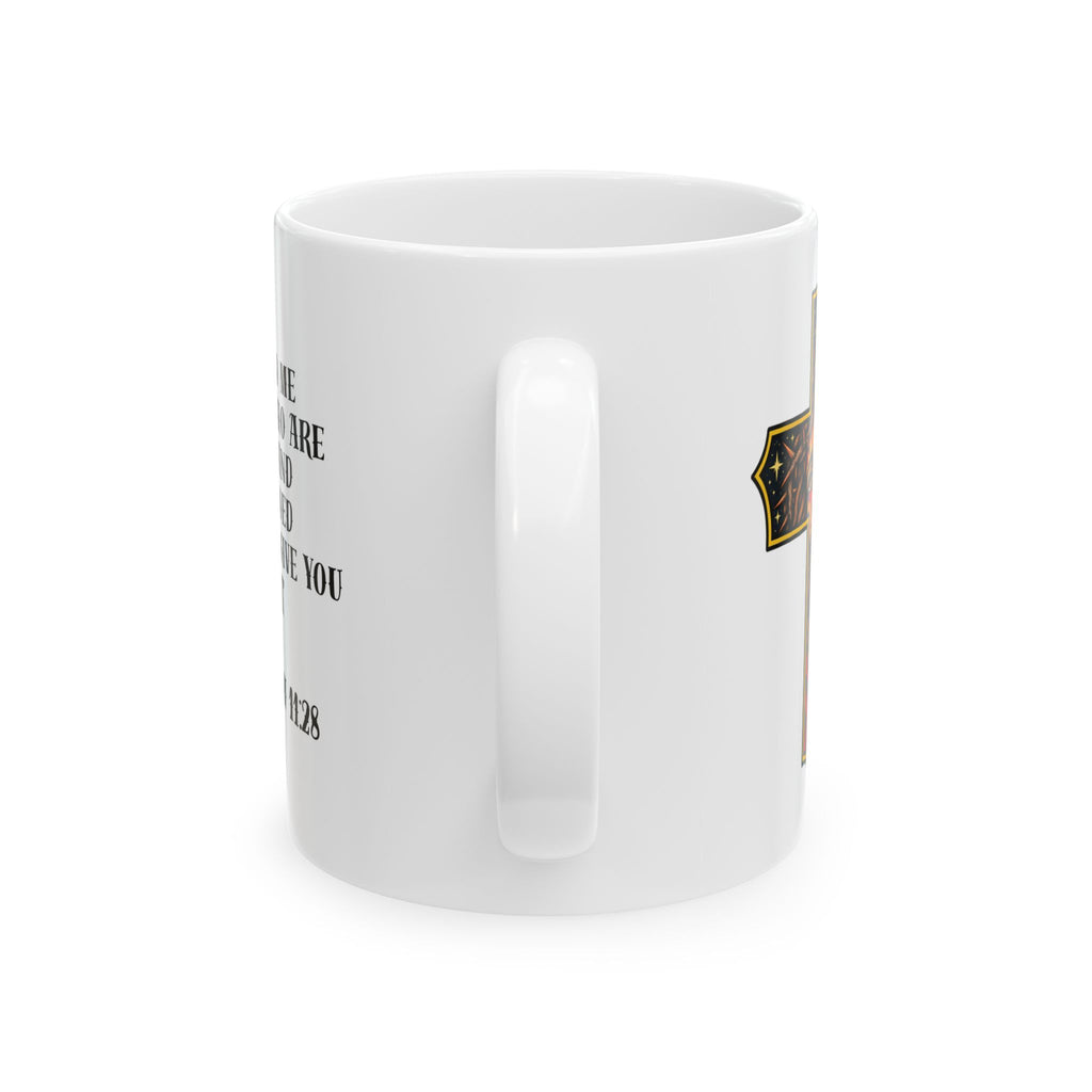 Matthew 11:28 Jesus Cross Tattoo Flash Coffee Mug (11oz & 15oz)