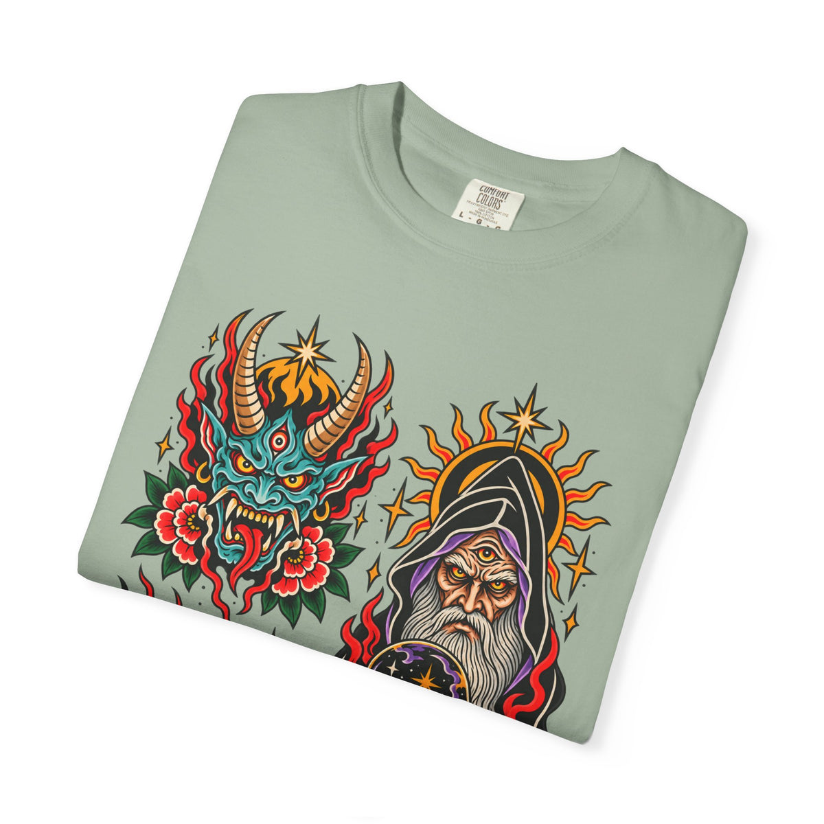 Wizard, Oni and Skull Tattoo Flash T-Shirt