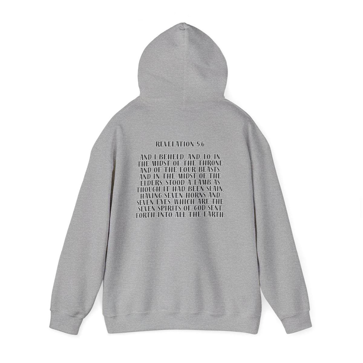 Sacrificial Lamb Hoodie with Revelation 5:6 Scripture Back Print