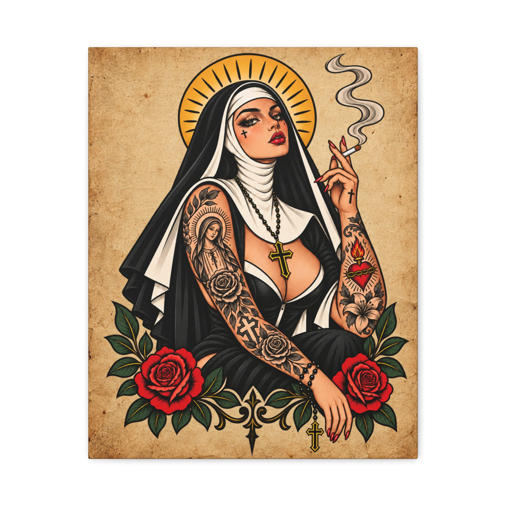 Rebel Nun Tattoo Flash Wall Art