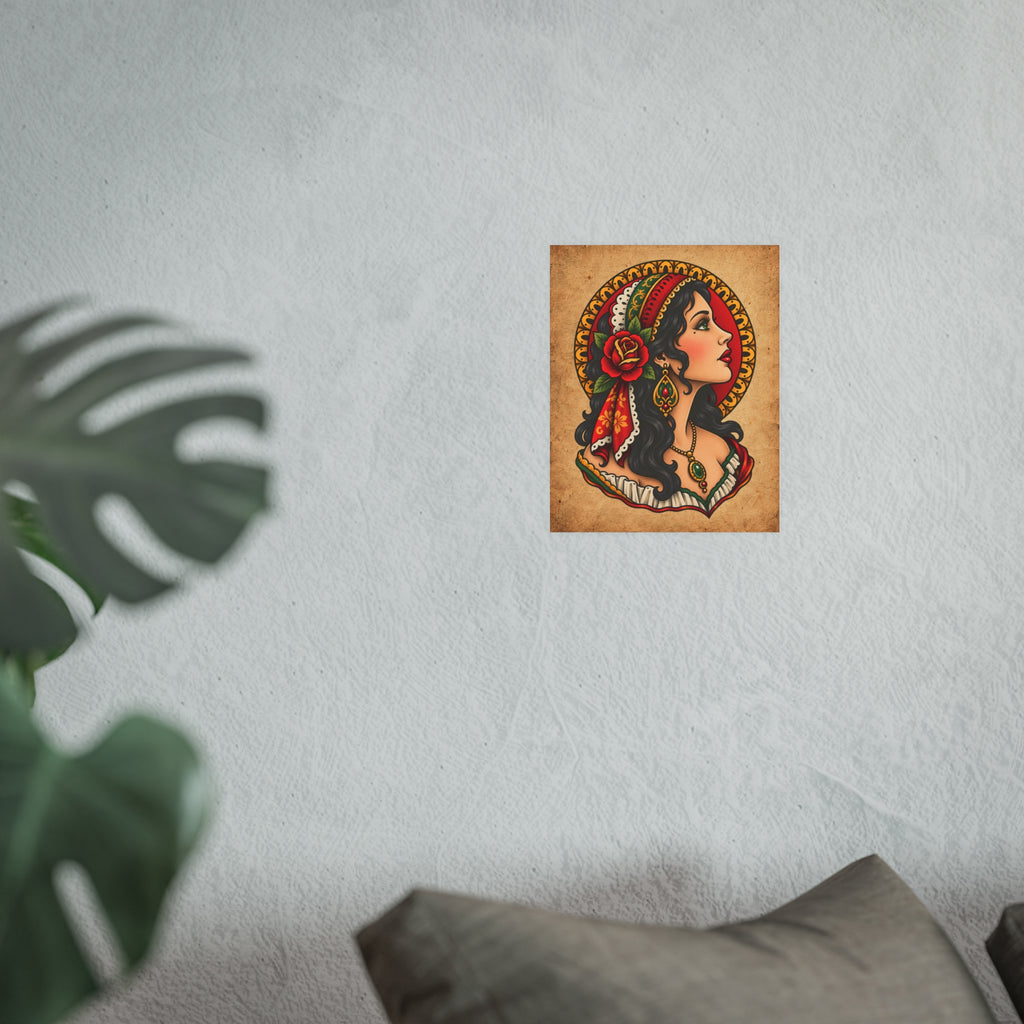 Esmeralda Gypsy Tattoo Flash Art Print (8x10 & 16x20)