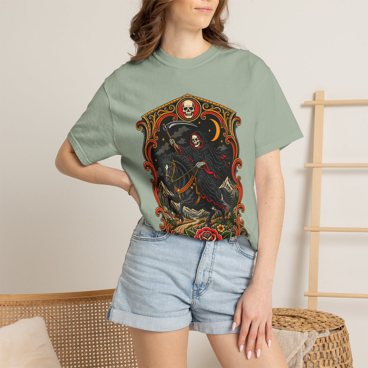 Grim Reaper Horseman Tattoo Flash T-Shirt