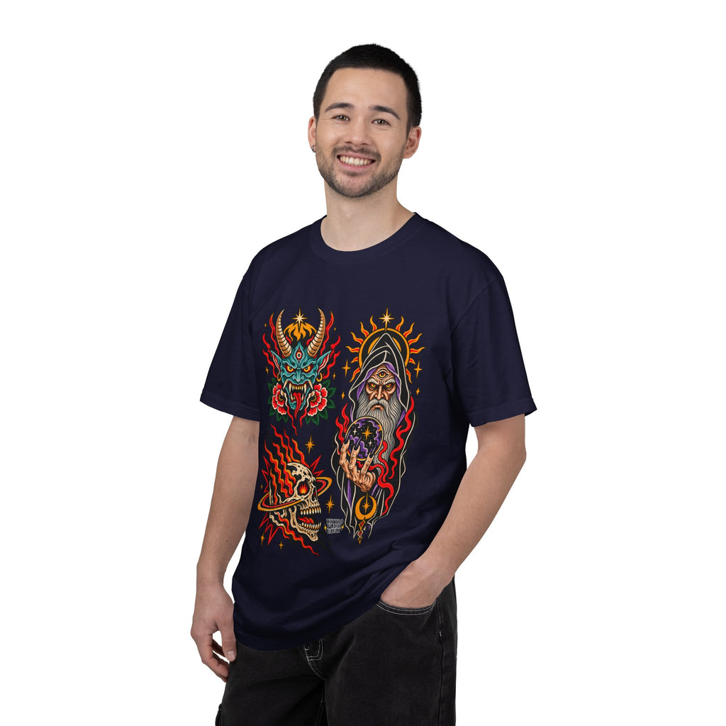 Wizard, Oni and Skull Tattoo Flash T-Shirt