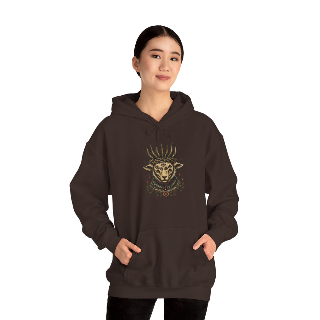 Sacrificial Lamb Hoodie with Revelation 5:6 Scripture Back Print