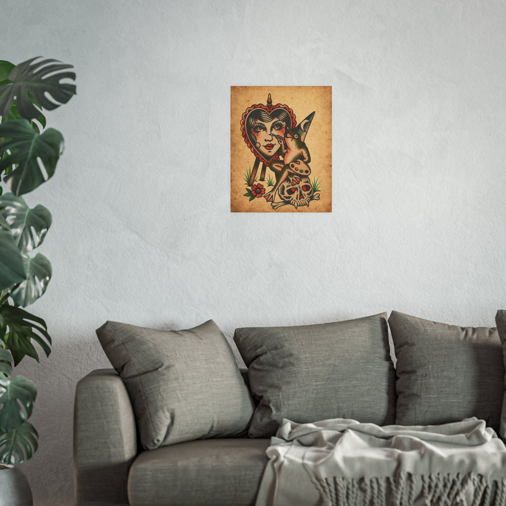 Frog Painter Tattoo Flash Art Print (8x10 & 16x20)