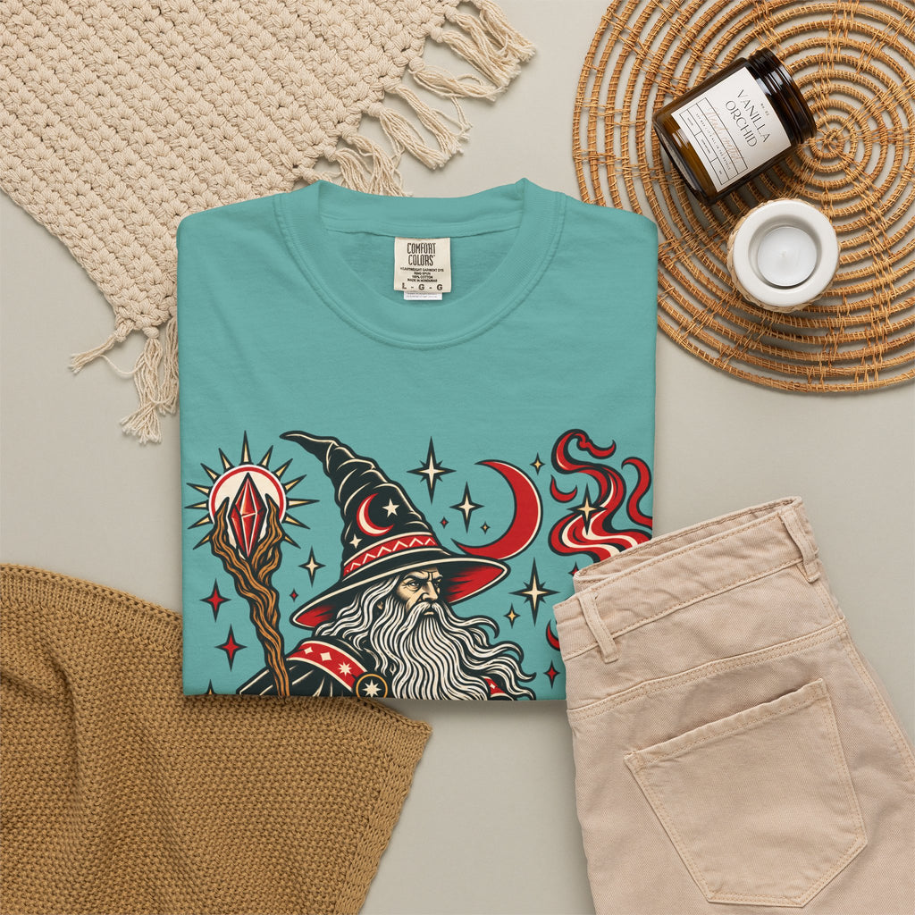 Fire Wizard Tattoo Flash T Shirt