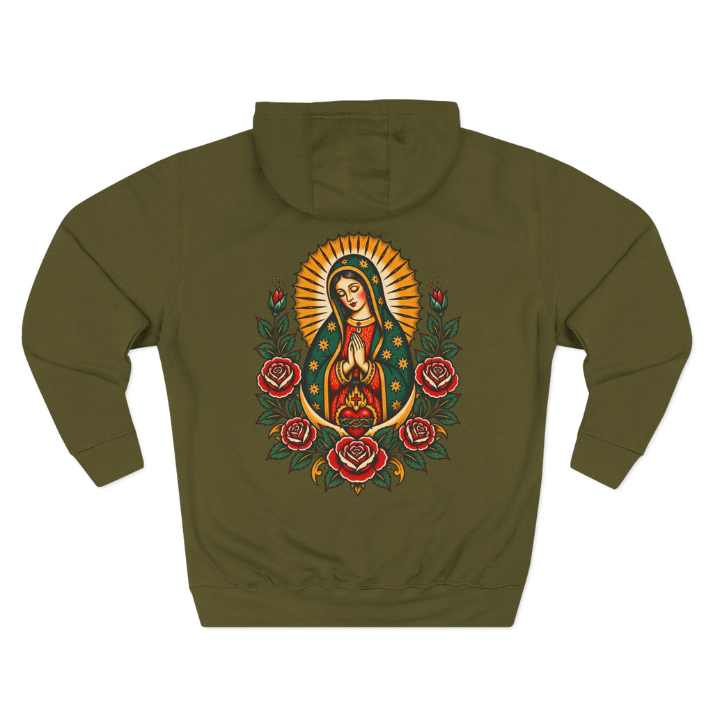 Our Lady of Guadalupe Mother Mary Flash Pullover Hoodie (Back Design)