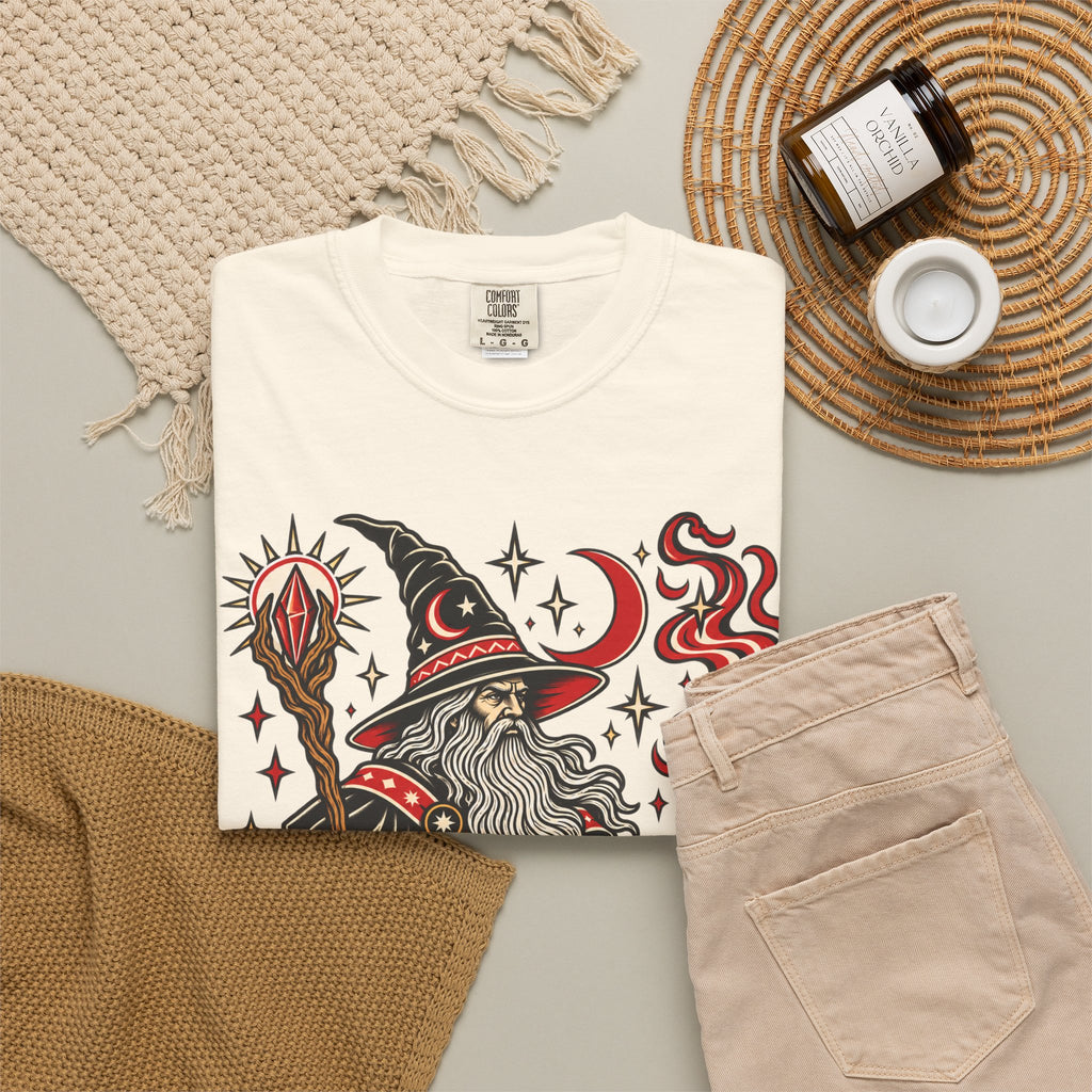 Fire Wizard Tattoo Flash T Shirt