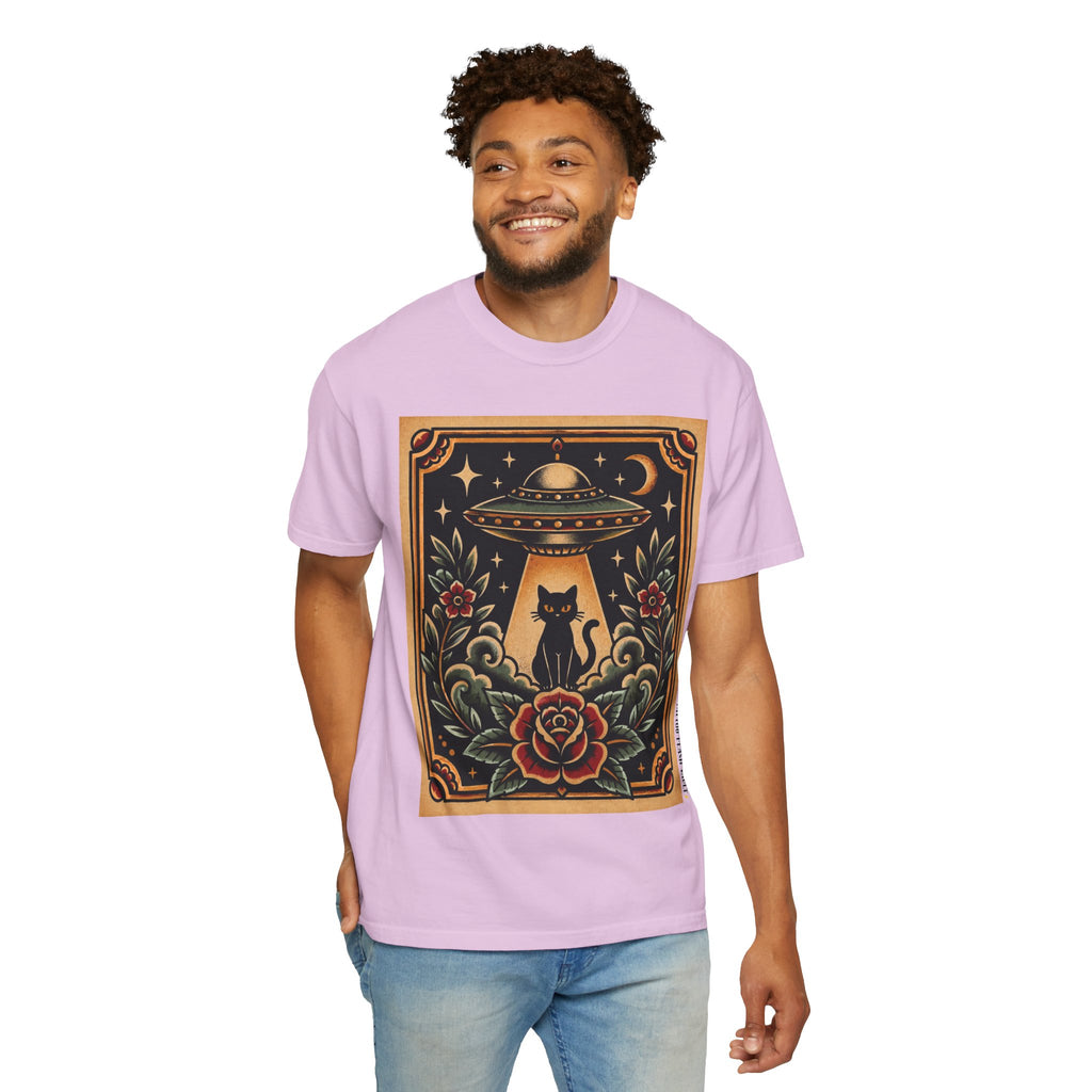 UFO & Black Cat Tattoo Flash Sheet T-Shirt