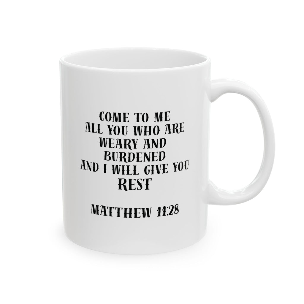 Matthew 11:28 Jesus Cross Tattoo Flash Coffee Mug (11oz & 15oz)