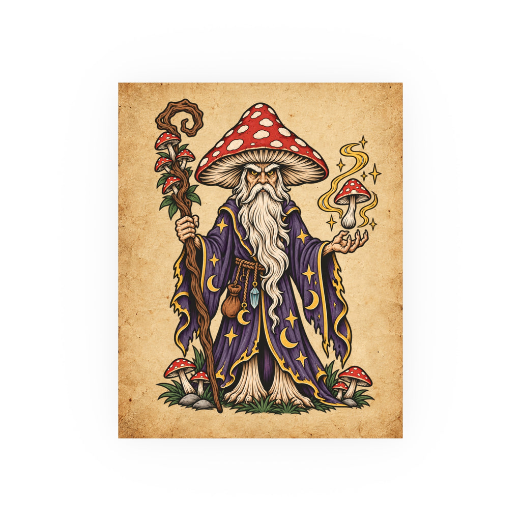 Amanita Mushroom Wizard Tattoo Flash Art Print (8x10 & 16x20)