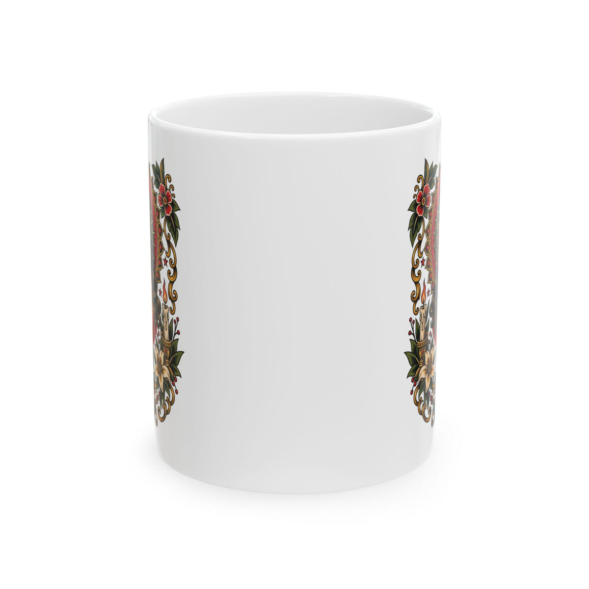 Jesus Christ Sacred Heart Tattoo Flash Ceramic Coffee Mug (11oz, 15oz)