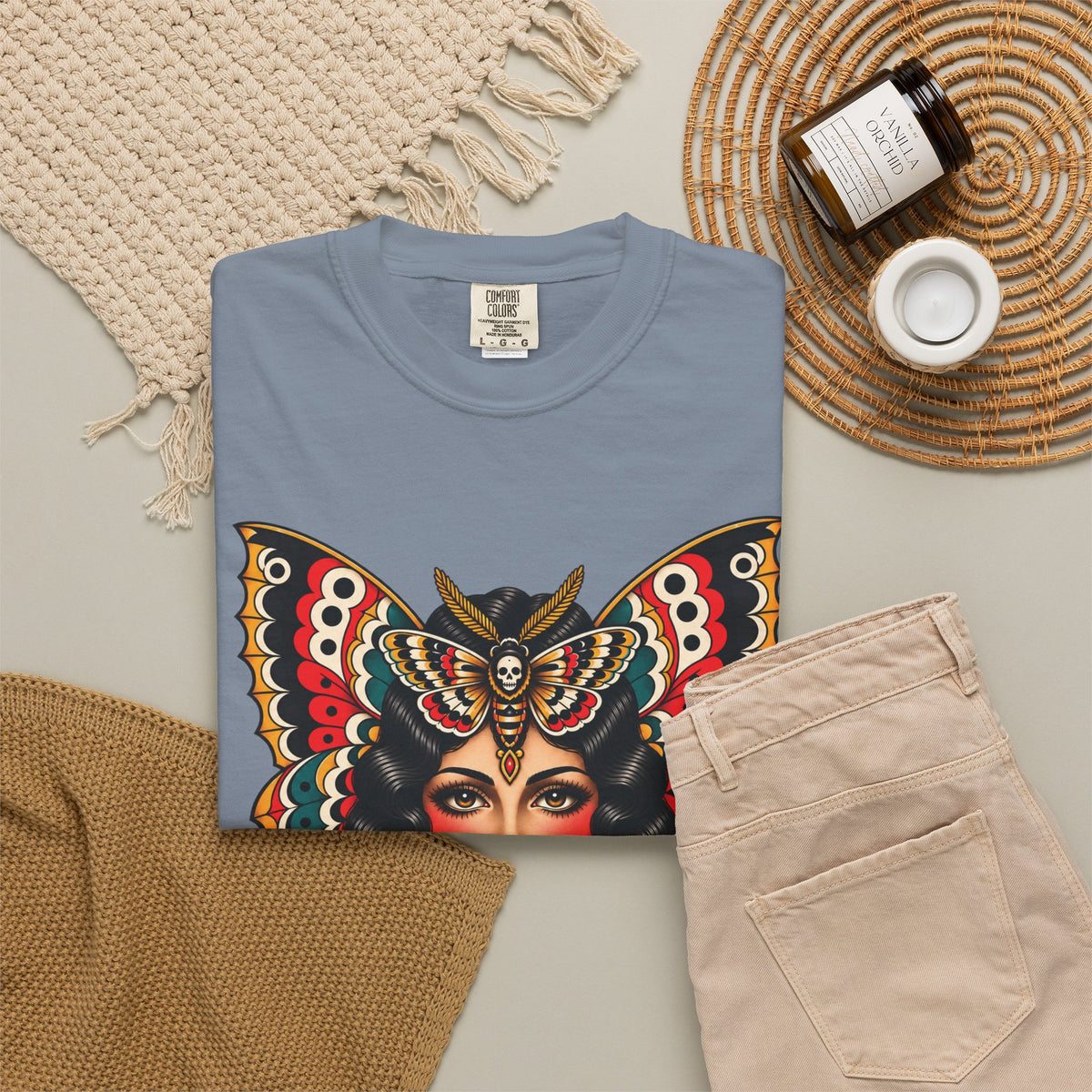 Gypsy Moth Woman Tattoo Flash Sheet T-Shirt