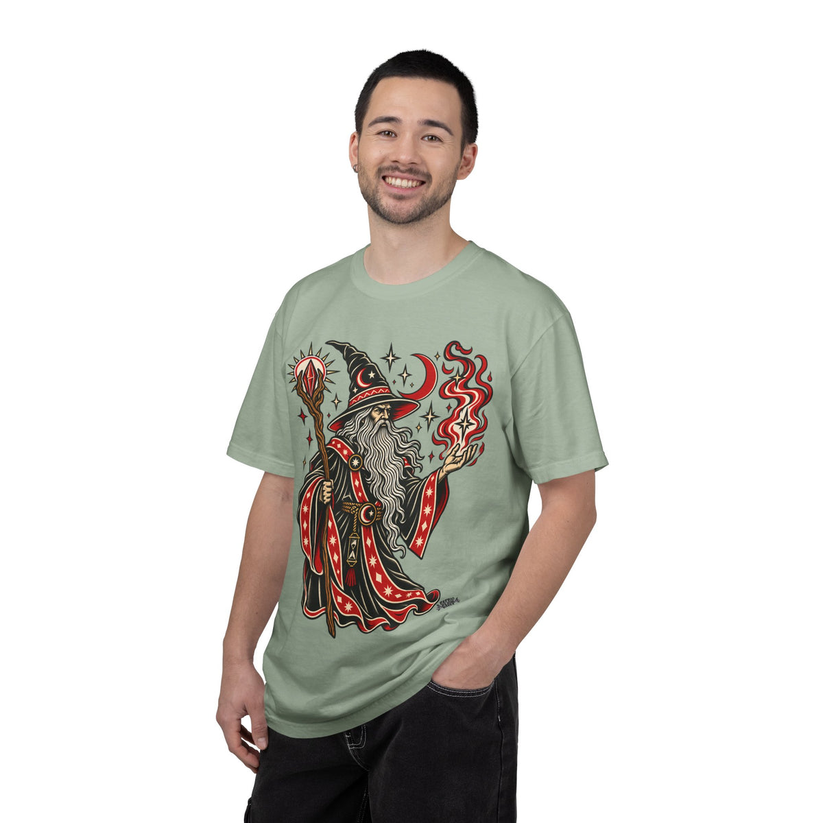 Fire Wizard Tattoo Flash T Shirt