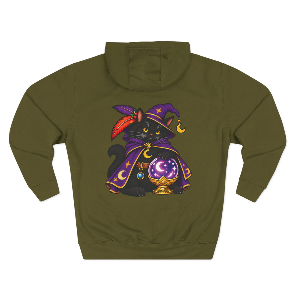 Black Cat Witch Tattoo Flash Pullover Hoodie (Back Design)