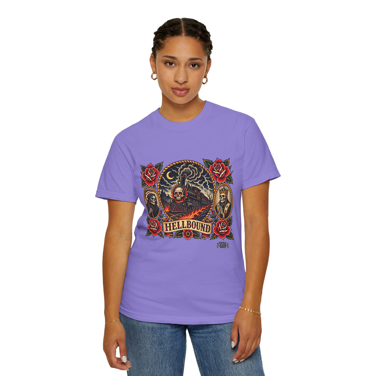 Hellbound Skull Train Tattoo Flash T-Shirt