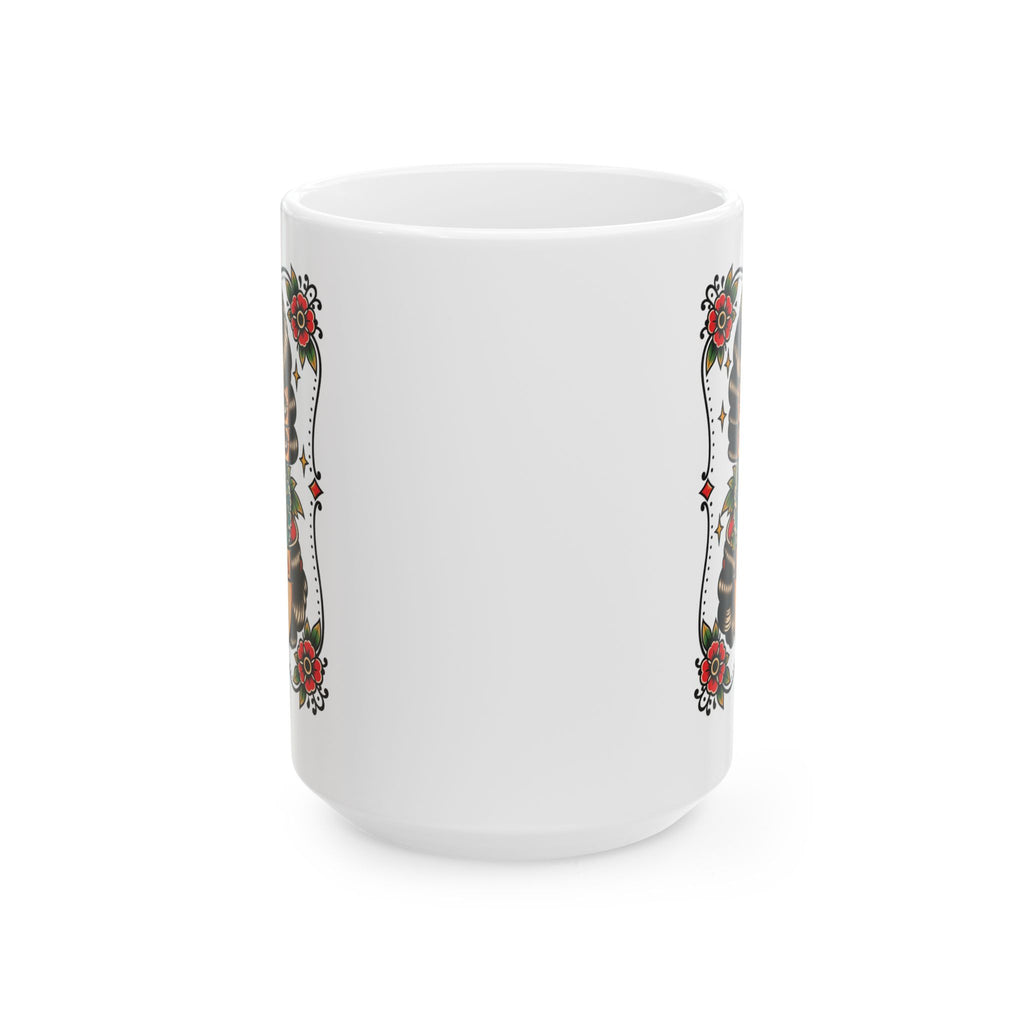 Floral Surreal Woman Tattoo Flash Ceramic Coffee Mug (11oz, 15oz)