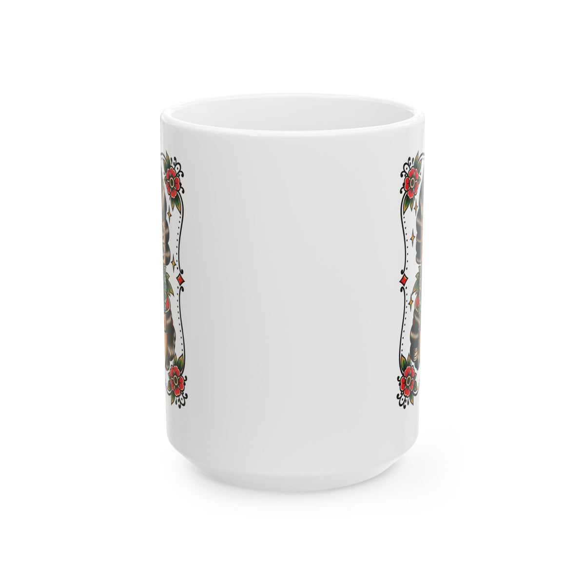 Floral Surreal Woman Tattoo Flash Ceramic Coffee Mug (11oz, 15oz)