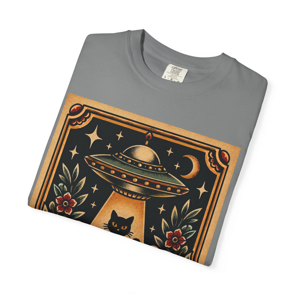 UFO & Black Cat Tattoo Flash Sheet T-Shirt