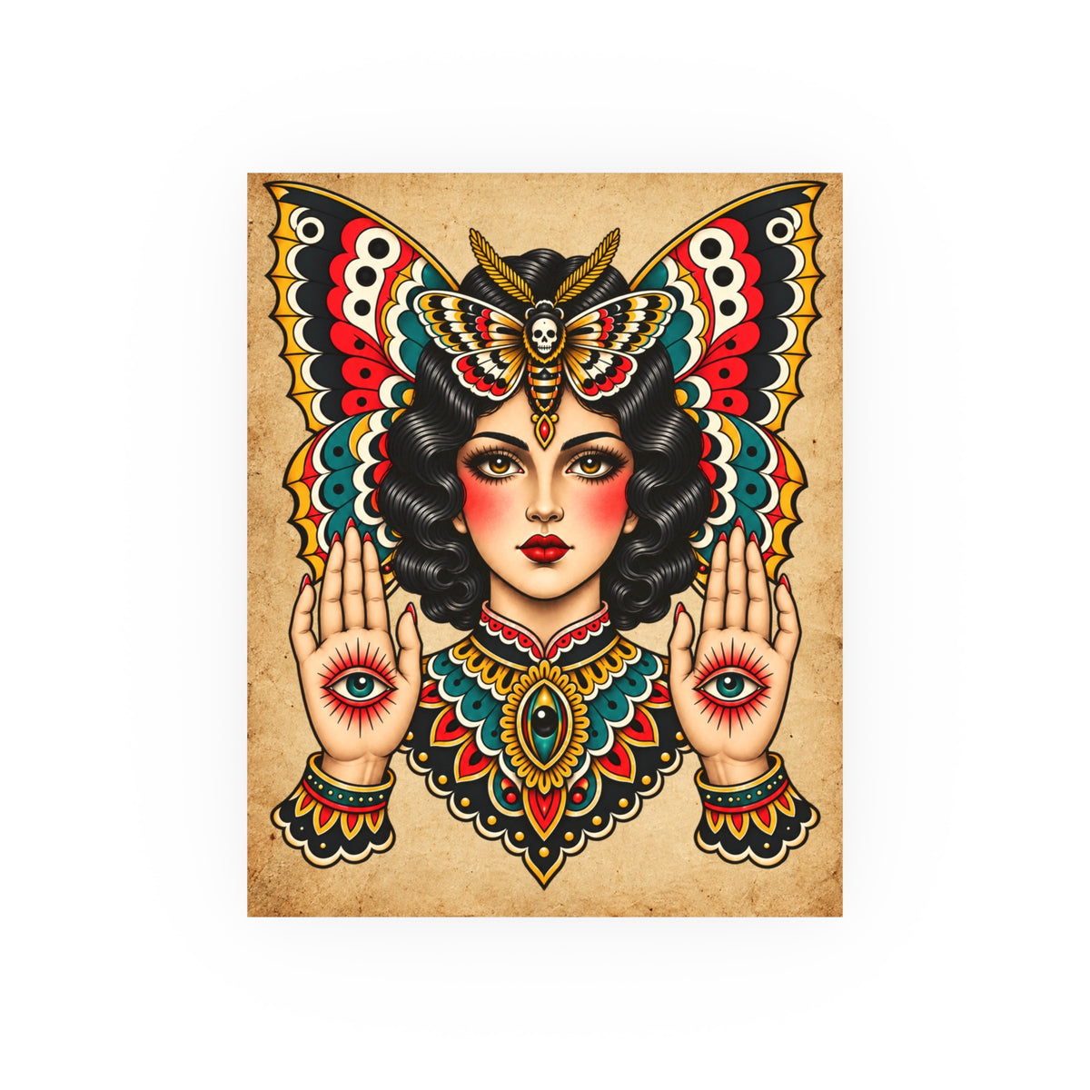 Gypsy Moth Tattoo Flash Art Print (8x10 & 16x20)