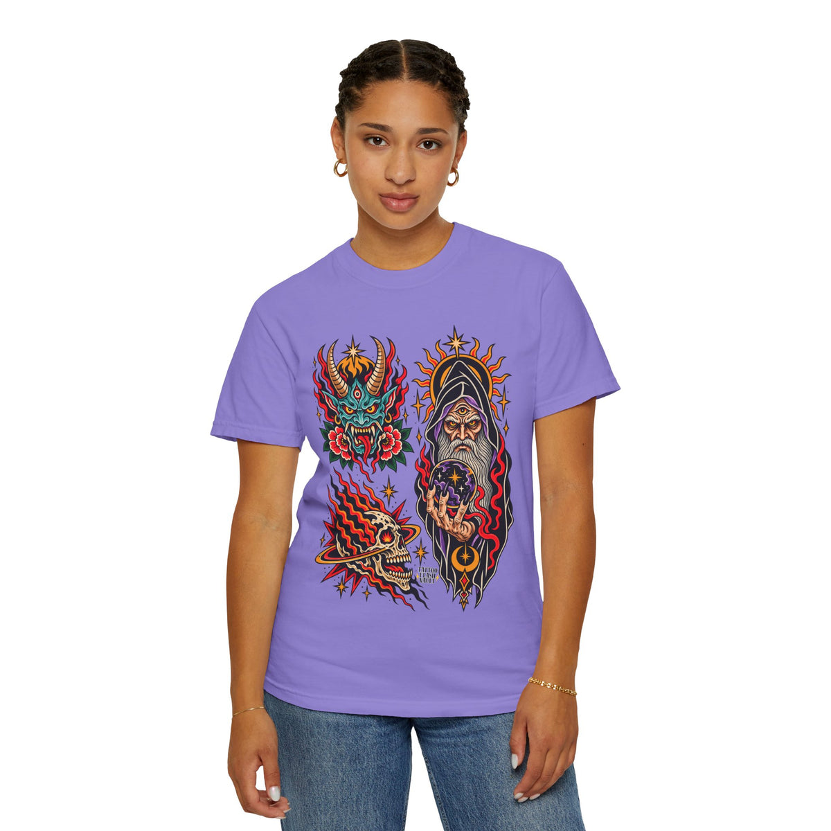 Wizard, Oni and Skull Tattoo Flash T-Shirt
