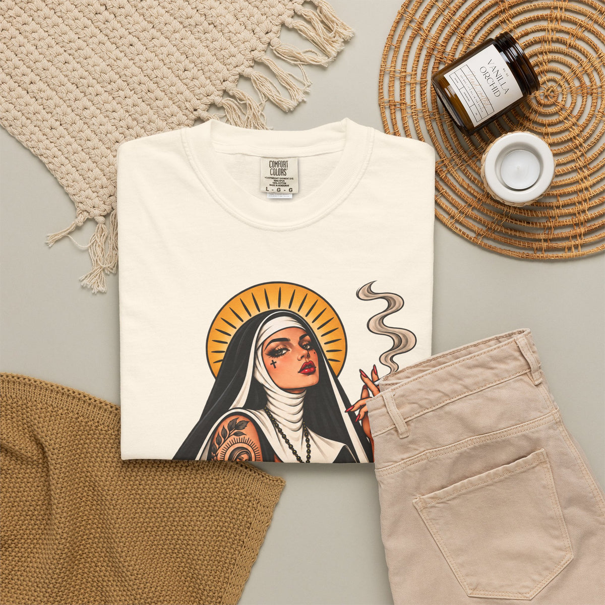 Rebel Nun Tattoo Flash T-Shirt