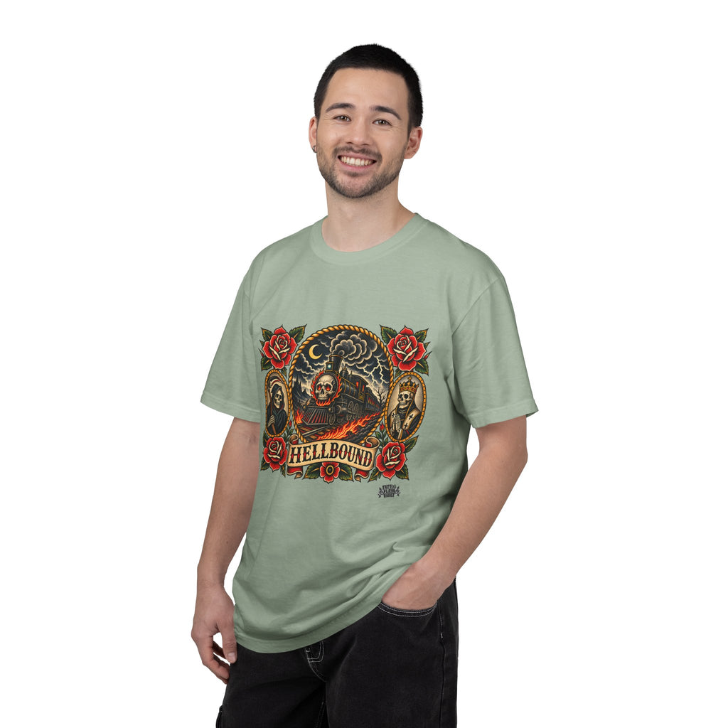 Hellbound Skull Train Tattoo Flash T-Shirt