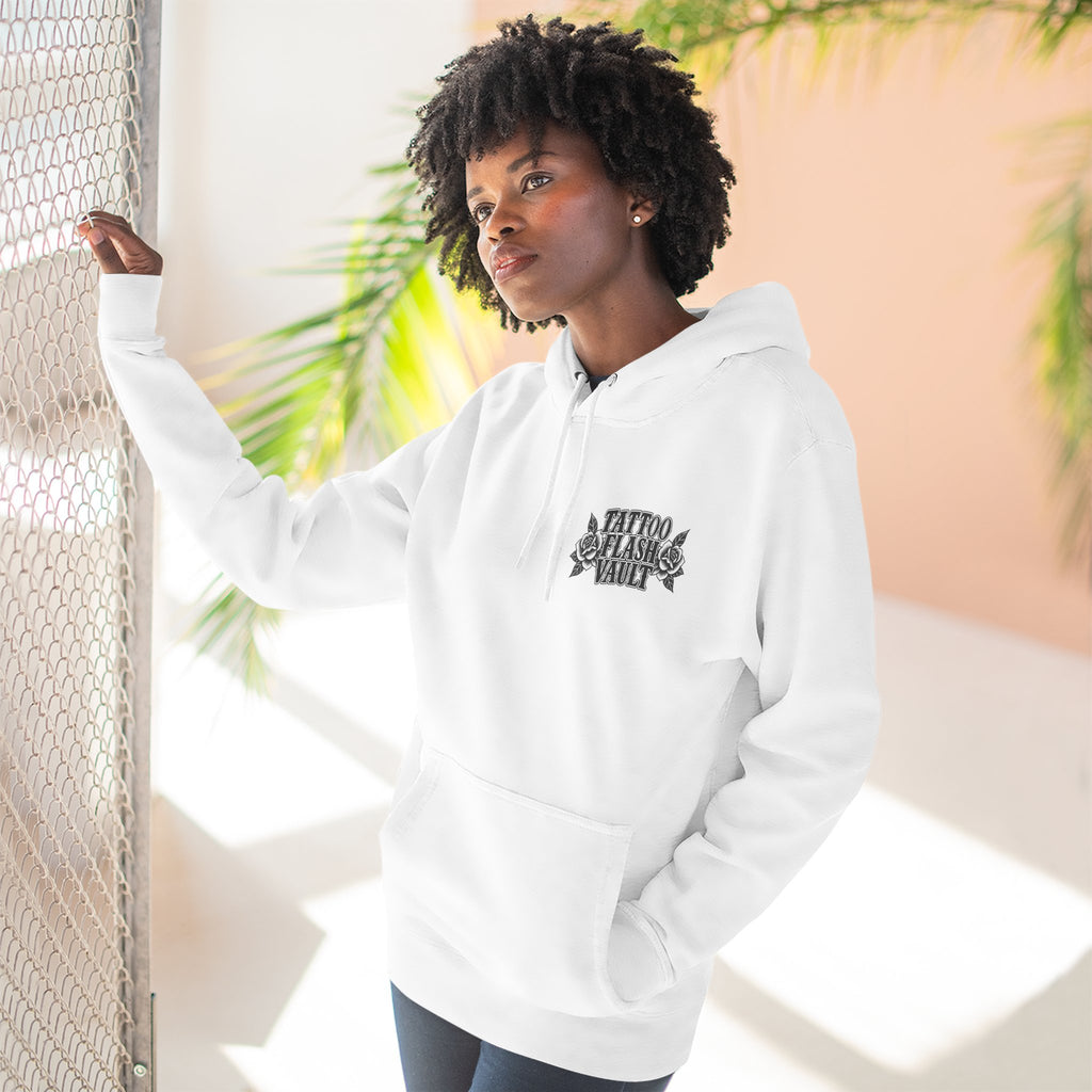 Grim Reaper Horseman Tattoo Flash Pullover Hoodie (Back Design)