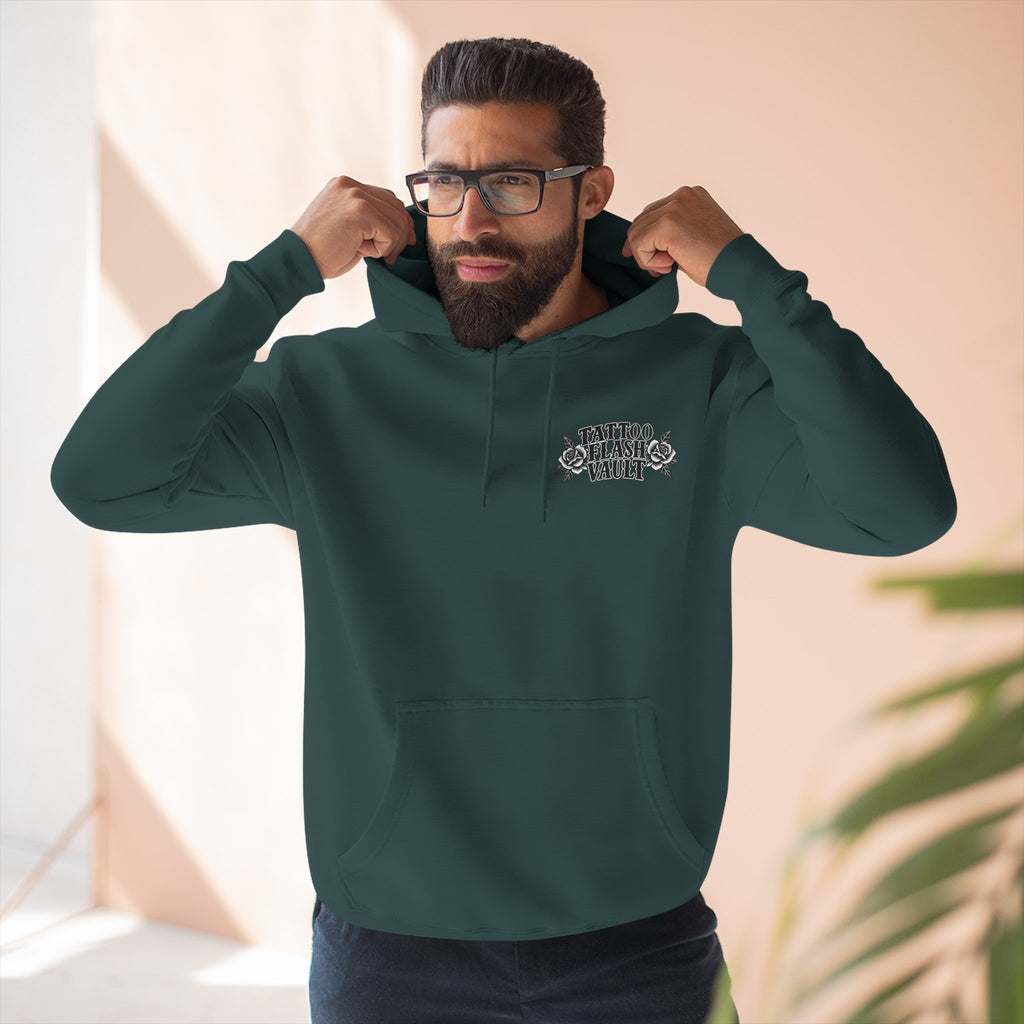 Grim Reaper Horseman Tattoo Flash Pullover Hoodie (Back Design)