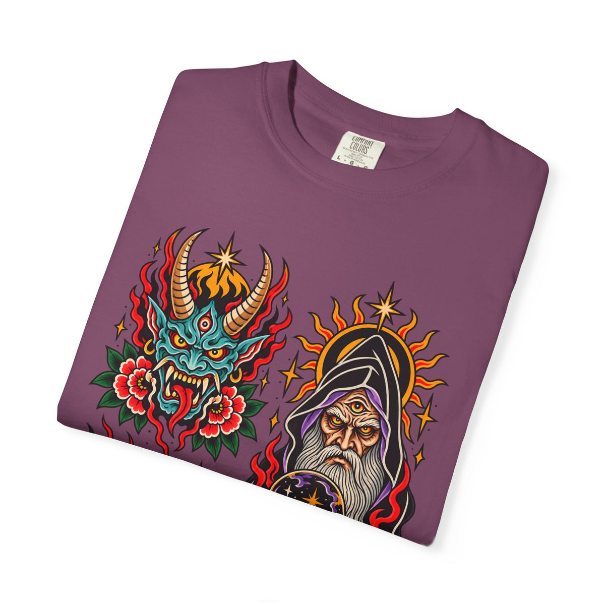 Wizard, Oni and Skull Tattoo Flash T-Shirt