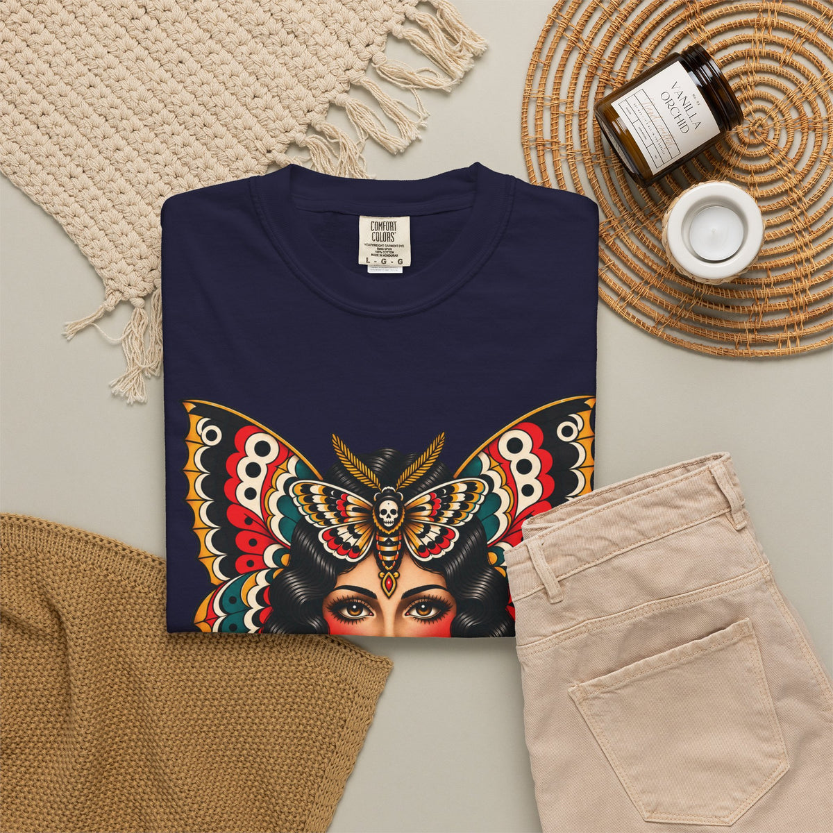 Gypsy Moth Woman Tattoo Flash Sheet T-Shirt