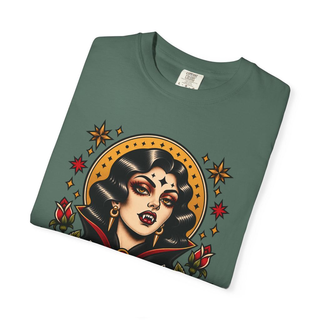 Vampire Woman & Black Cat Tattoo Flash T‑Shirt