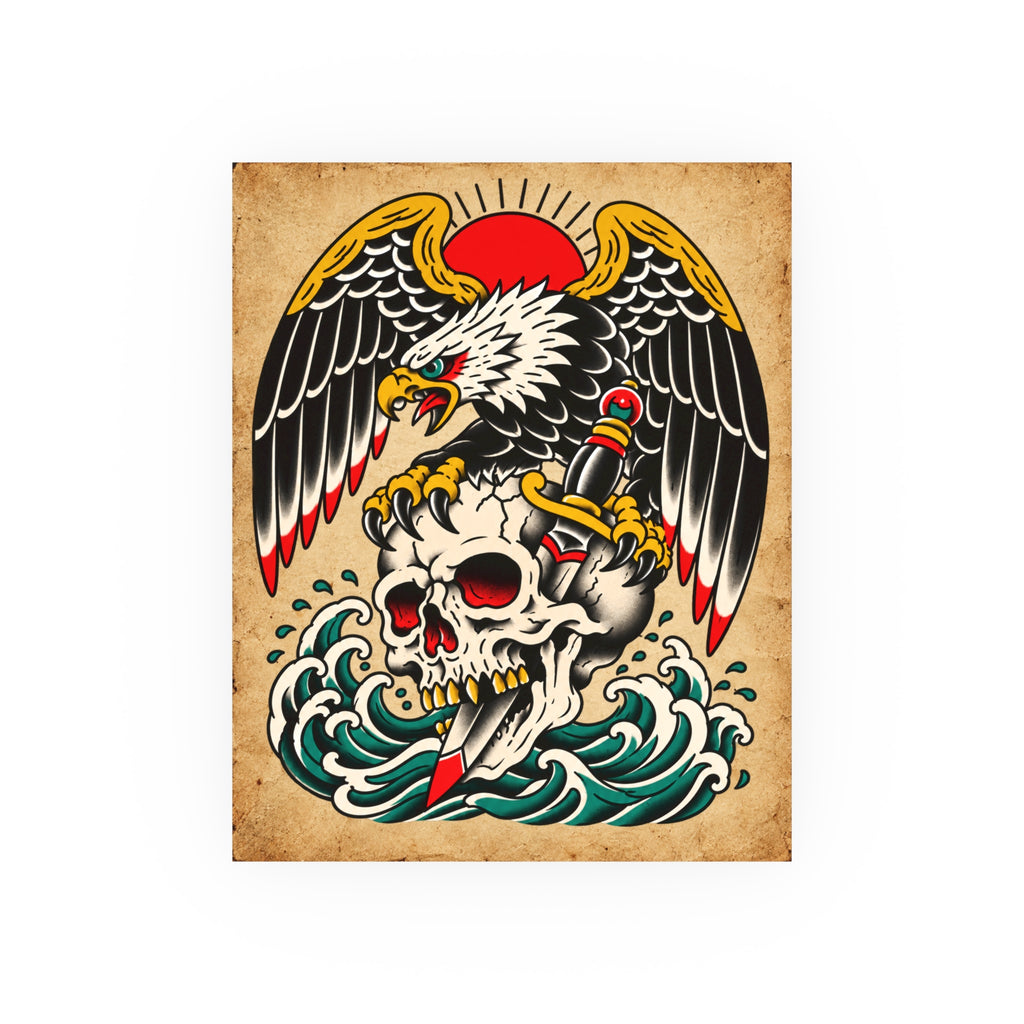 American Traditional Eagle & Skull Tattoo Flash Art Print (8x10 & 16x20)