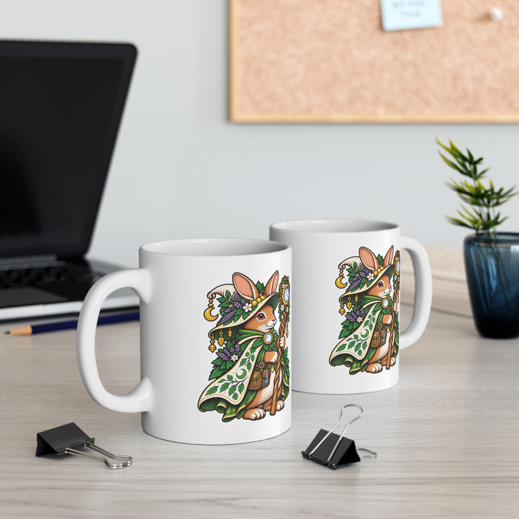 Rabbit Witch Tattoo Flash Ceramic Coffee Mug (11oz, 15oz)