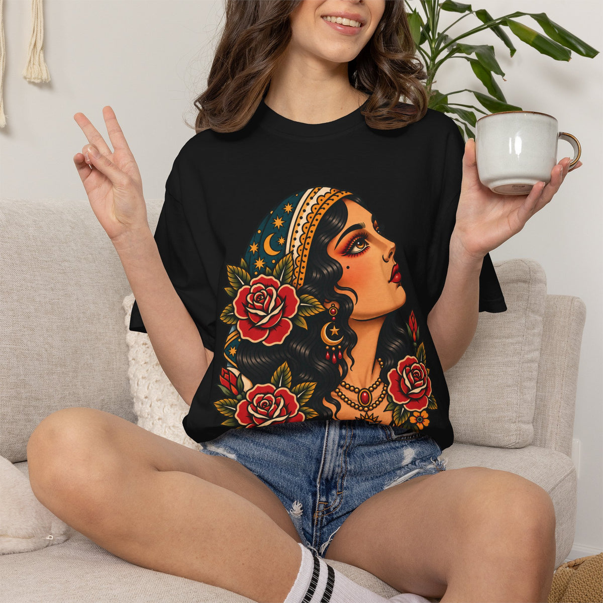Gypsy Woman Tattoo Flash Sheet T-Shirt