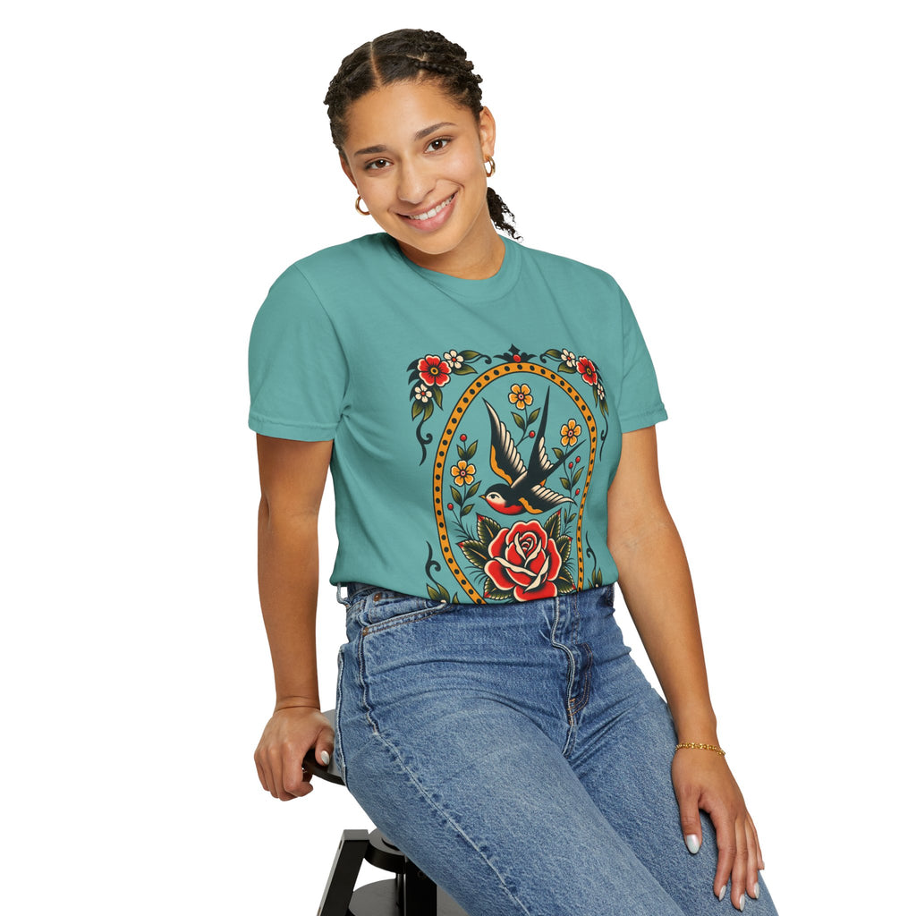 Swallow & Rose Tattoo Flash T-Shirt