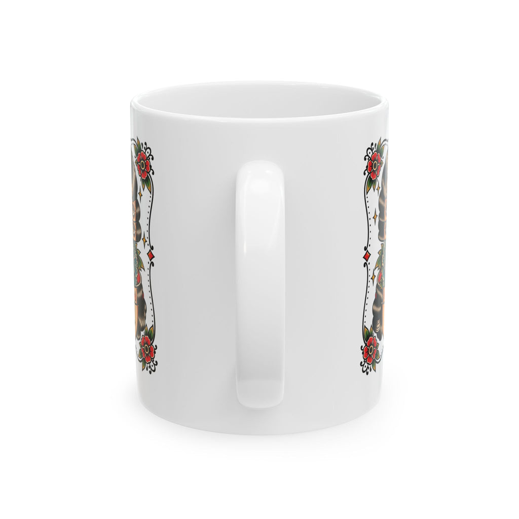 Floral Surreal Woman Tattoo Flash Ceramic Coffee Mug (11oz, 15oz)