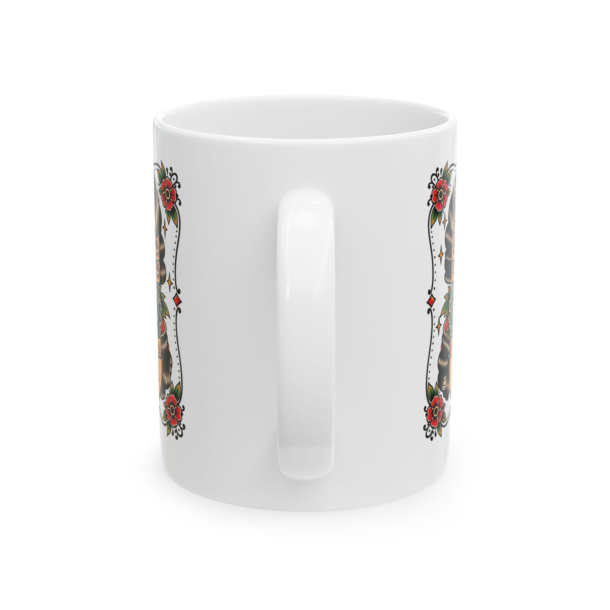 Floral Surreal Woman Tattoo Flash Ceramic Coffee Mug (11oz, 15oz)