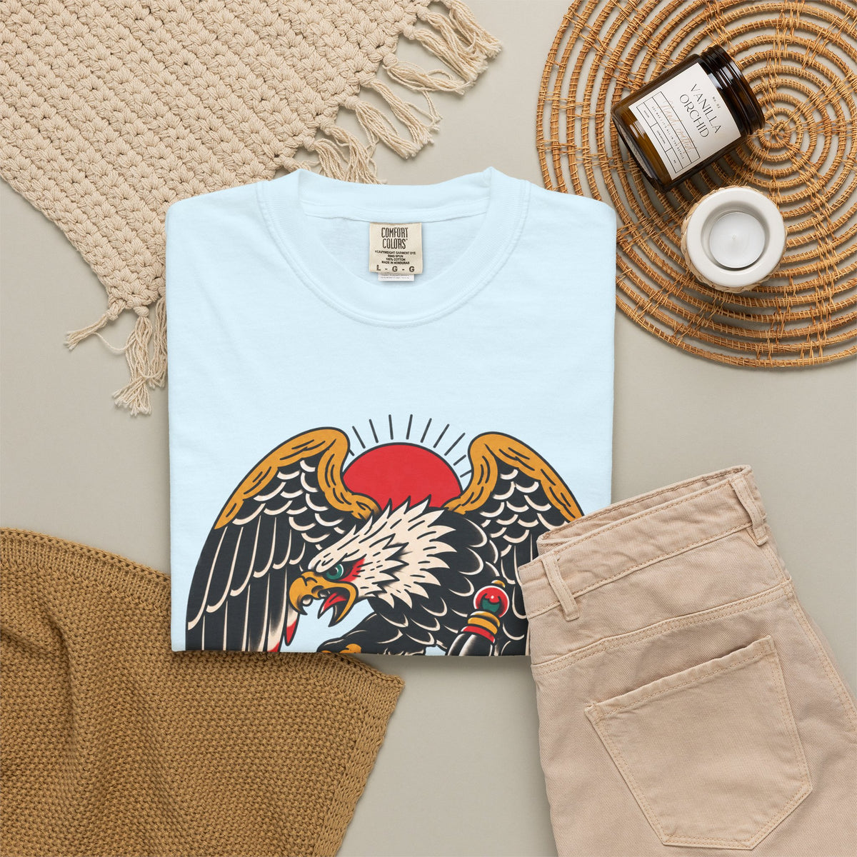 American Traditional Eagle & Skull Tattoo Flash T-Shirt