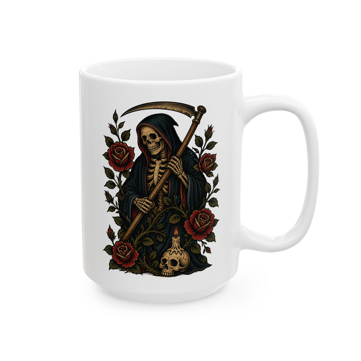 Grim Reaper Tattoo Flash Ceramic Coffee Cup