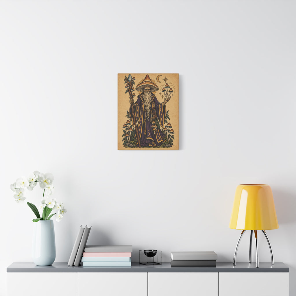 Psilocybin Mushroom Wizard Tattoo Flash Canvas Wall Art