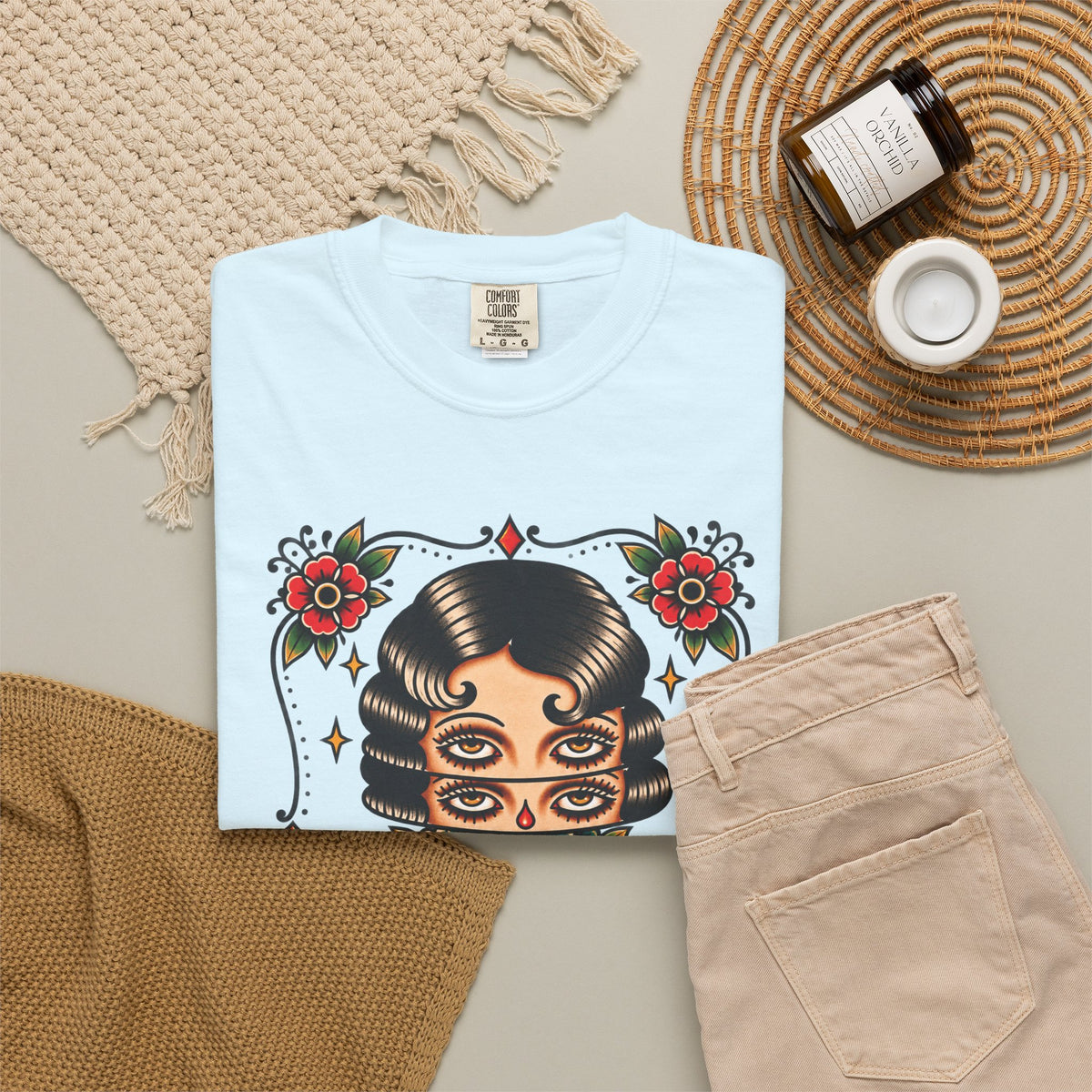 Floral Surrealism Tattoo Flash Sheet T-Shirt