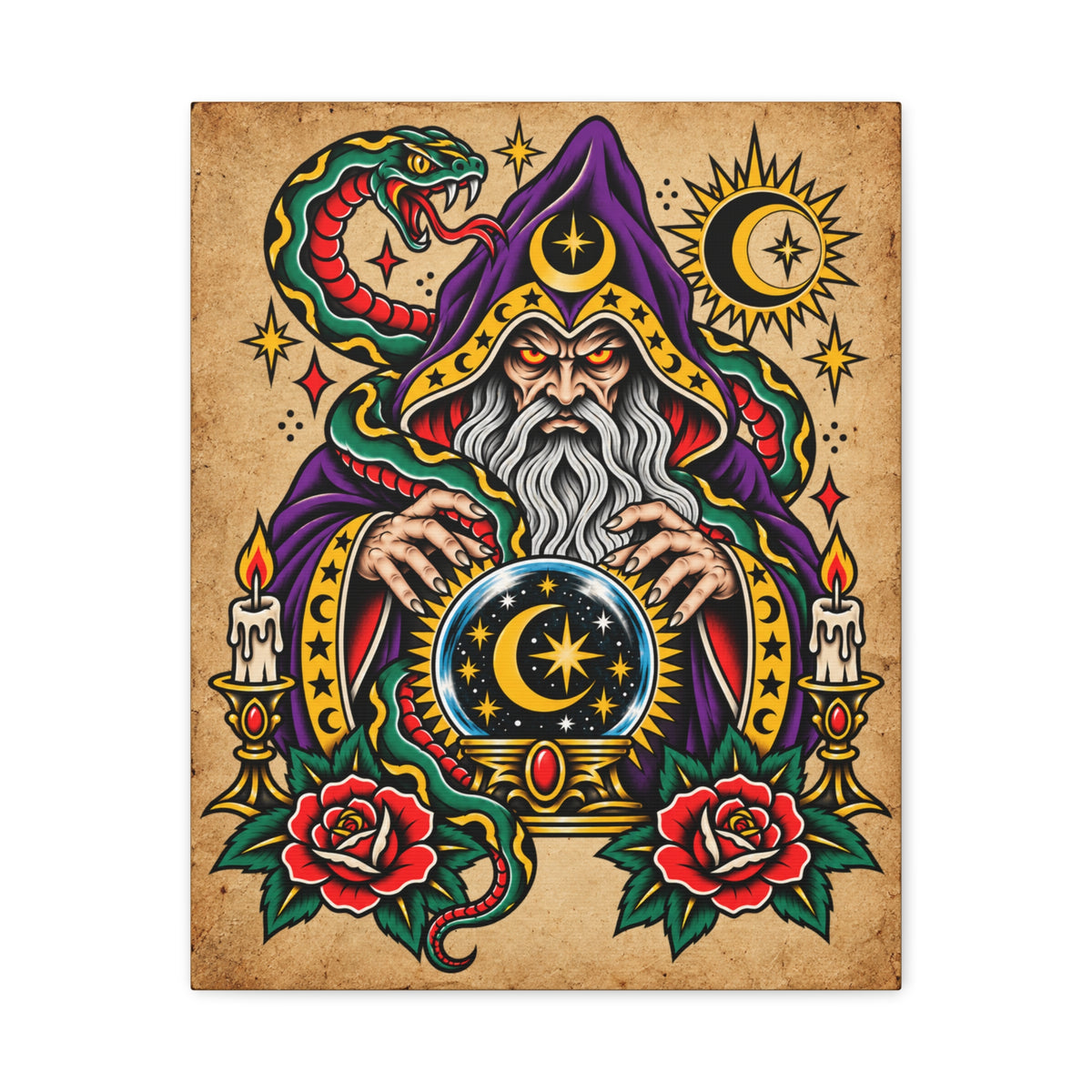 Wizard Oracle Tattoo Flash Wall Art