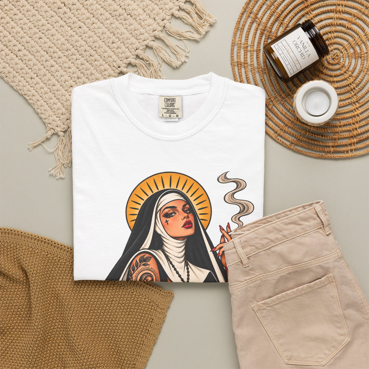 Rebel Nun Tattoo Flash T-Shirt