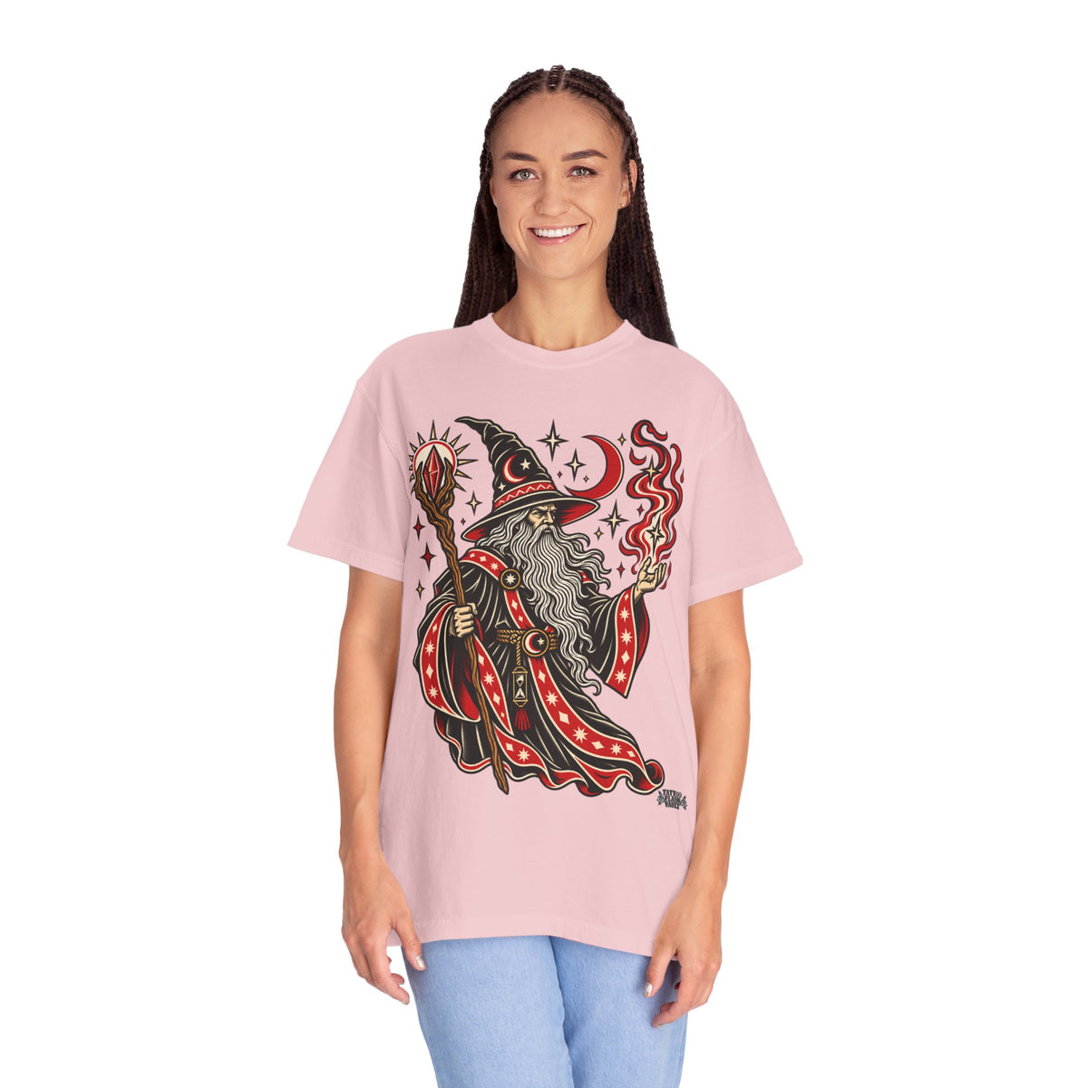 Fire Wizard Tattoo Flash T Shirt