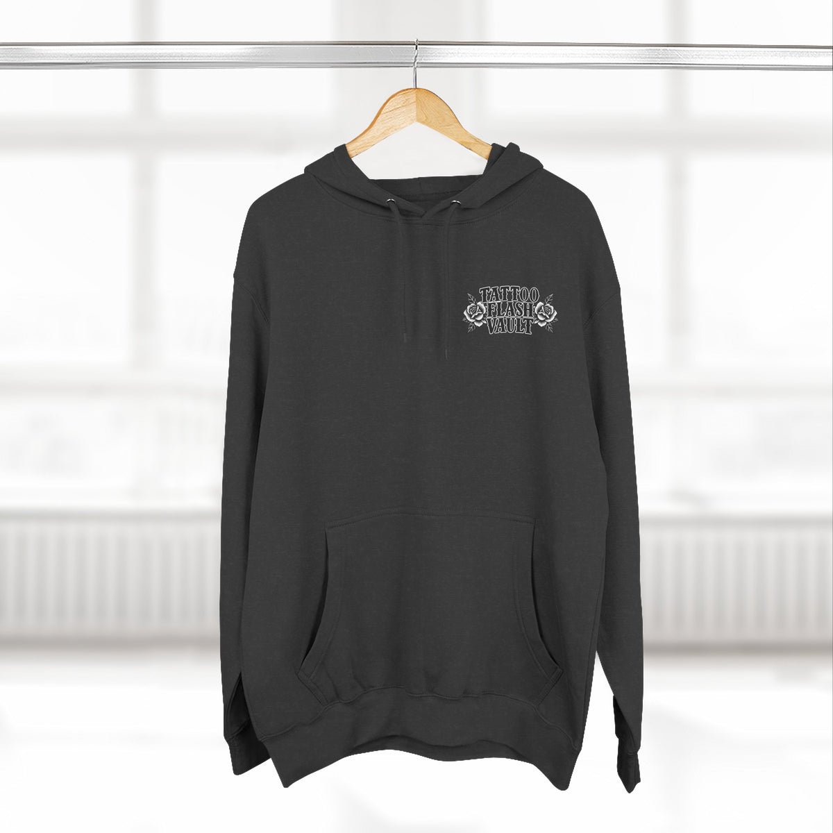 Wizard, Black Cat & Skull Tattoo Flash Pullover Hoodie (Back Design)