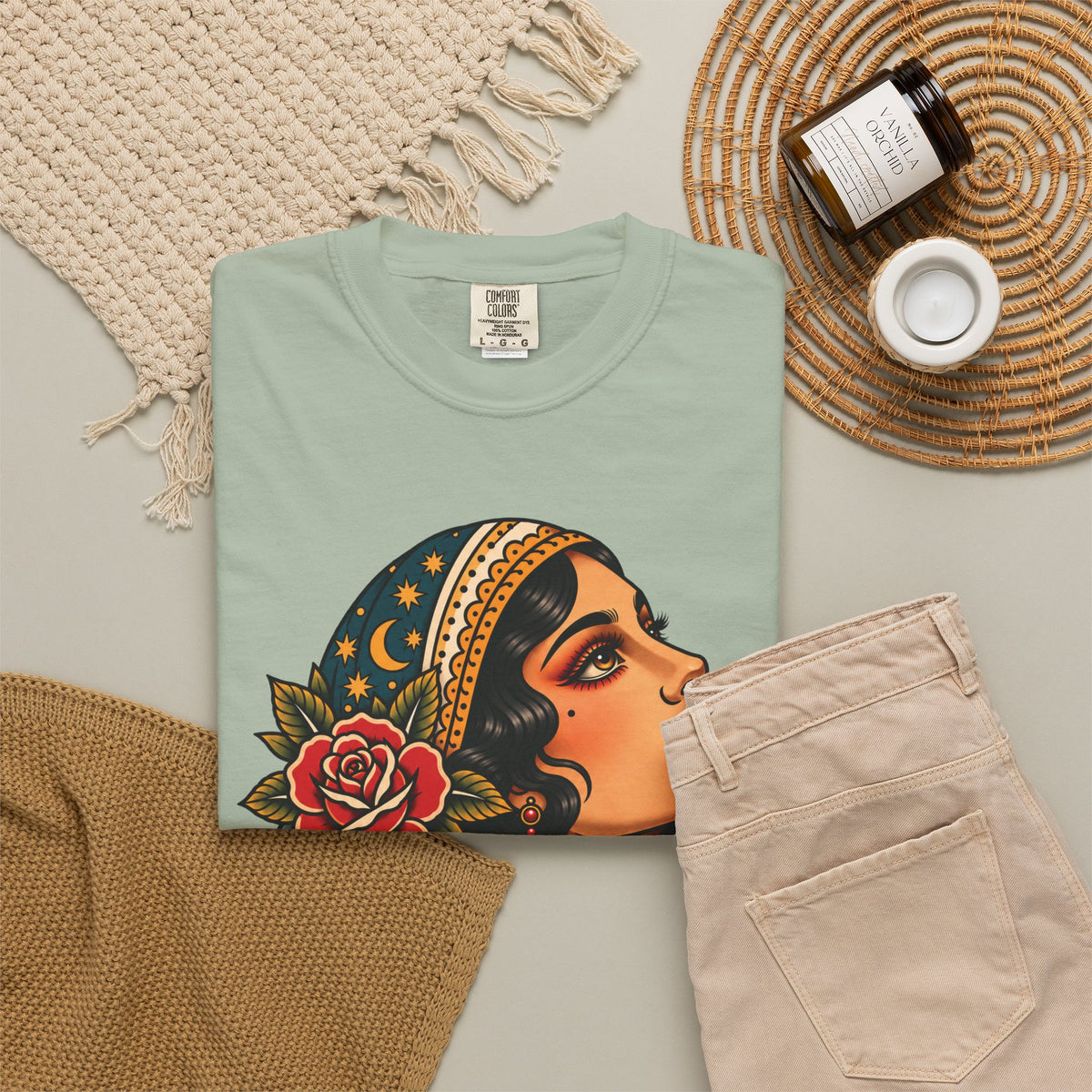 Gypsy Woman Tattoo Flash Sheet T-Shirt