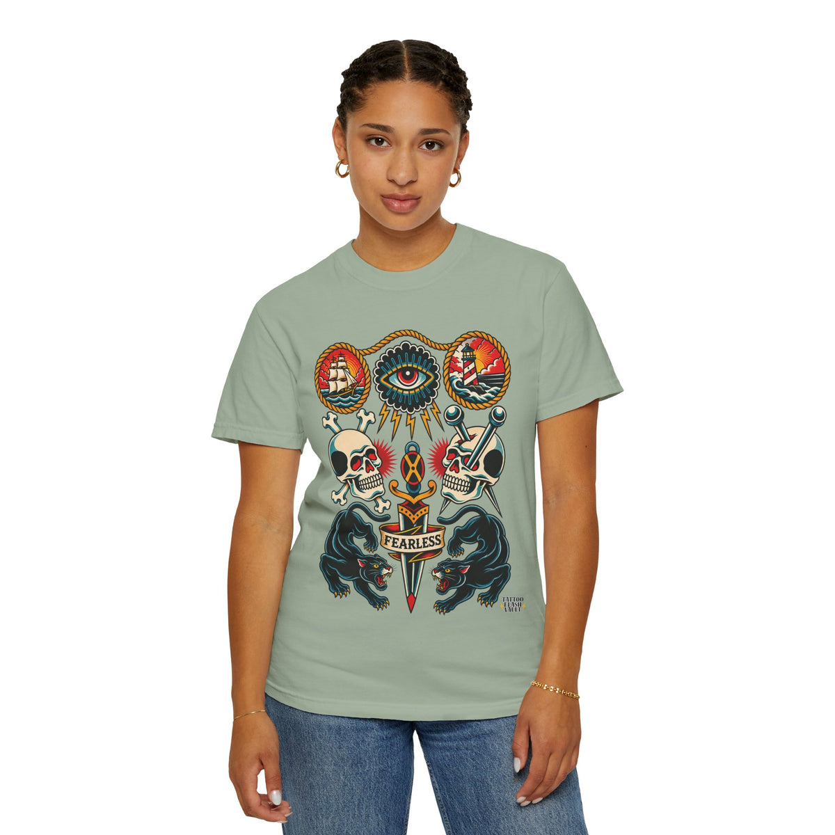 American Traditional Tattoo Flash Sheet T-Shirt
