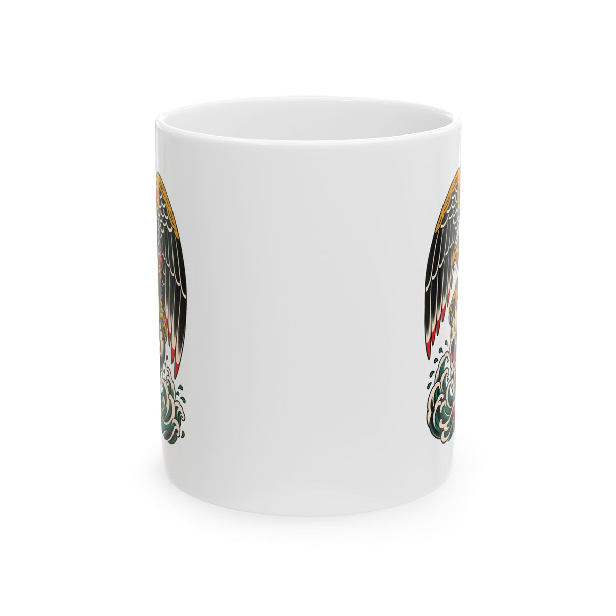 Eagle Tattoo Ceramic Mug — Patriotic Vintage-Style Coffee Cup (11oz, 15oz)